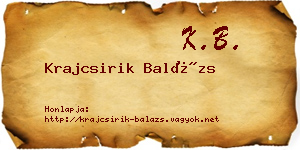 Krajcsirik Balázs névjegykártya