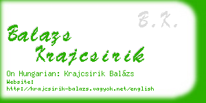 balazs krajcsirik business card